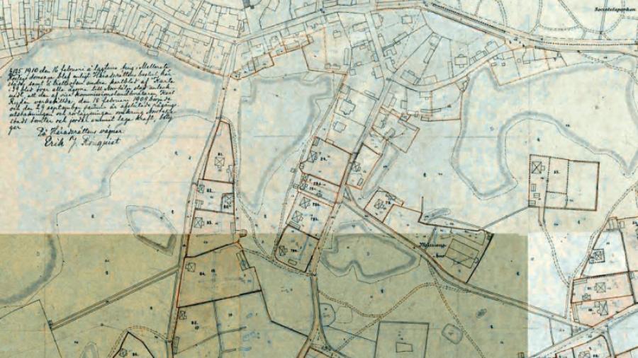 På 1910 års karta finns det däremot redan en handfull bebyggda tomter där vårt hus ligger på tomt 83.